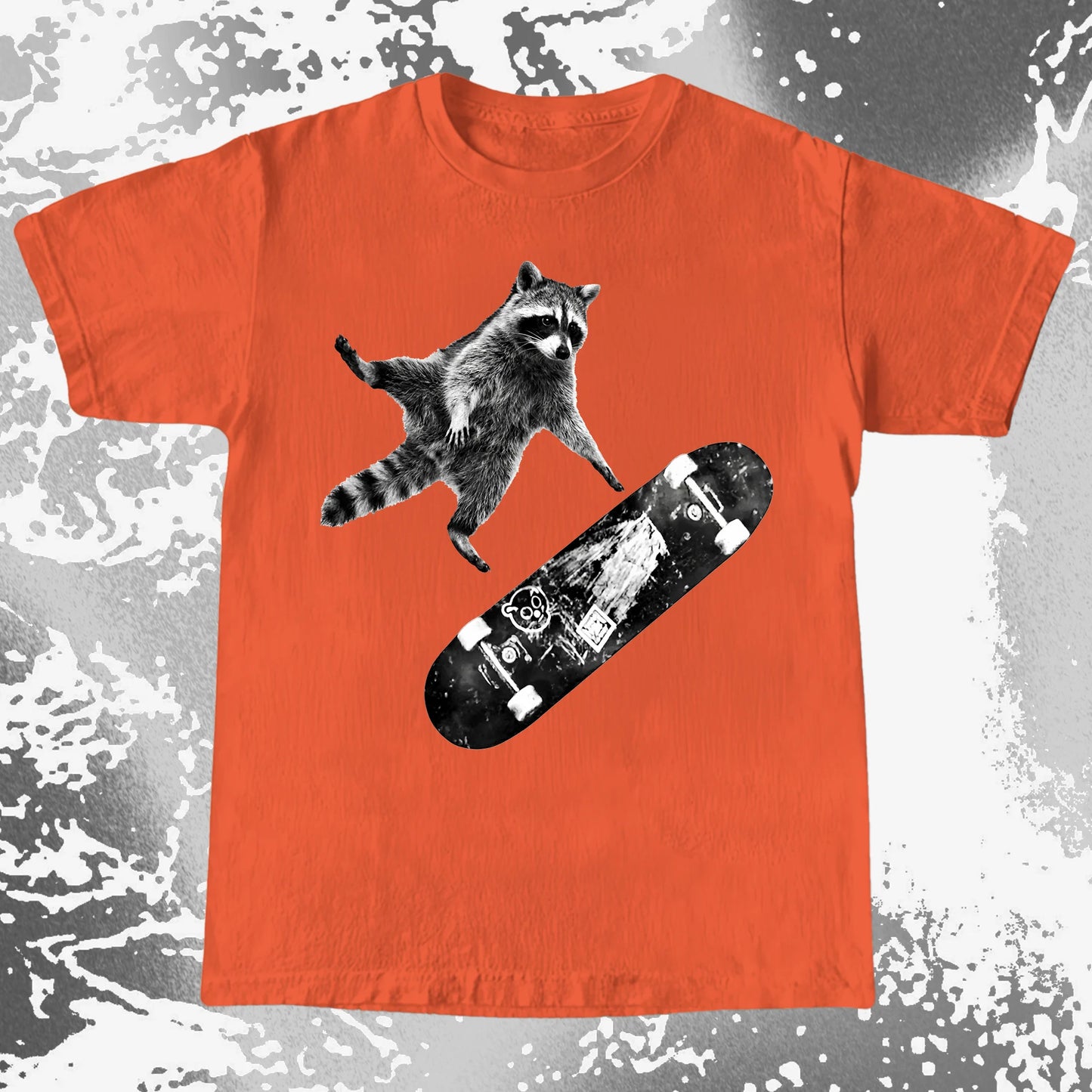 Skateboarding Raccoon Shirt – Mid Air Chaos Tee