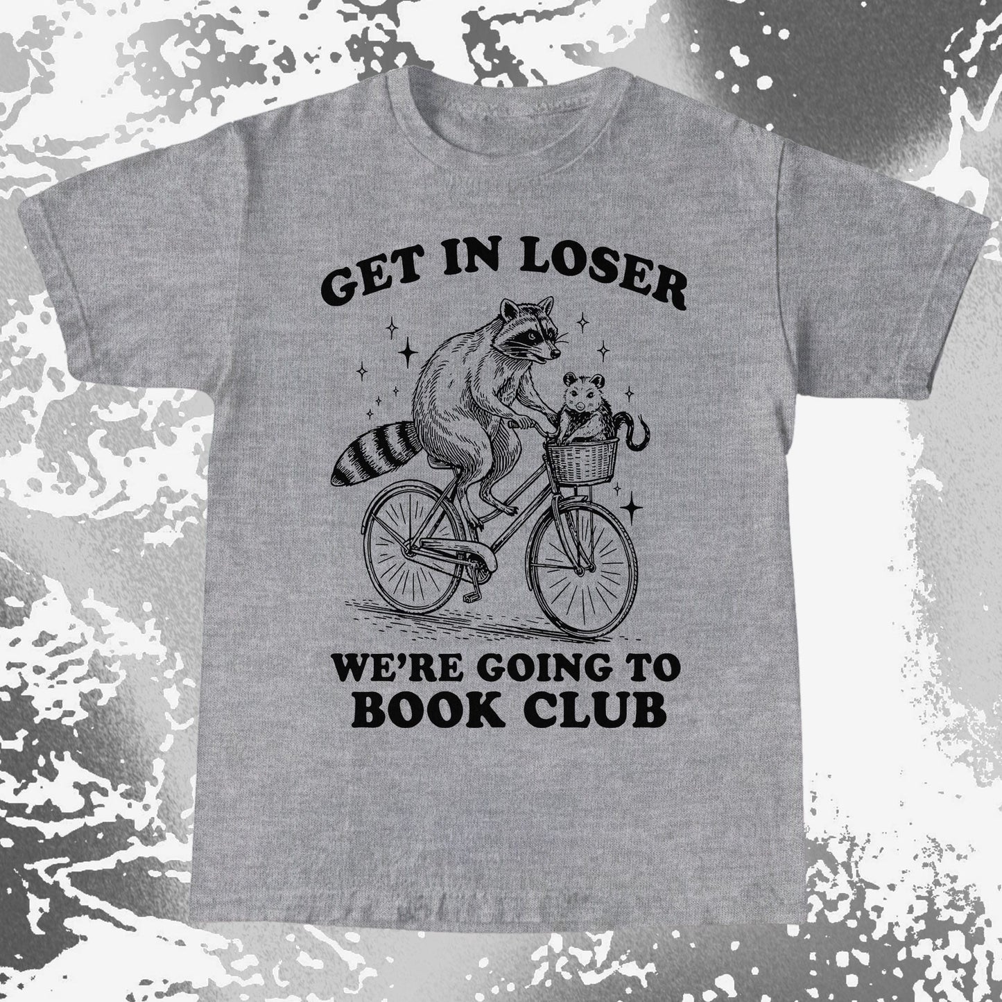 Funny Raccoon Opossum Get In Loser Book Club Shirt
