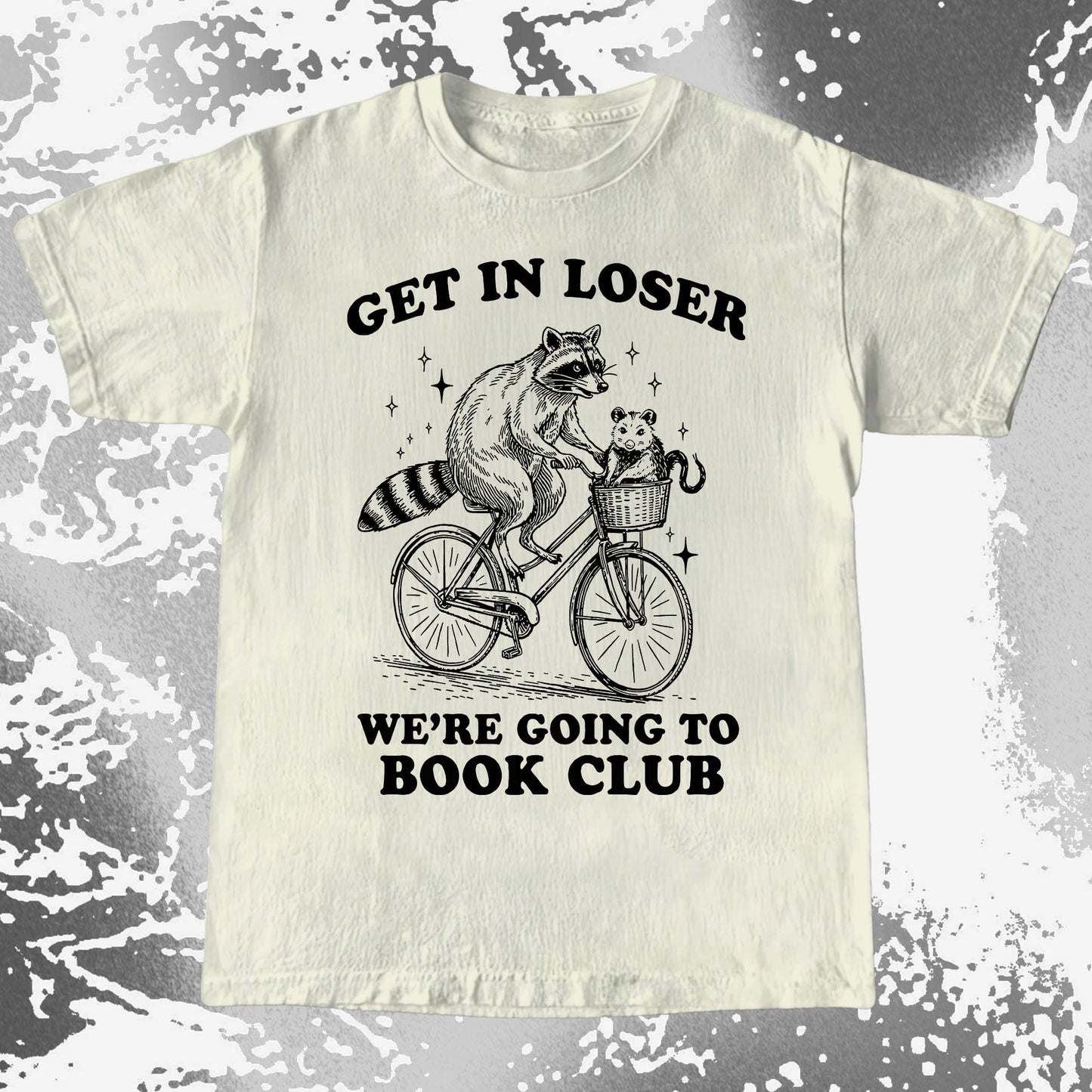 Funny Raccoon Opossum Get In Loser Book Club Shirt