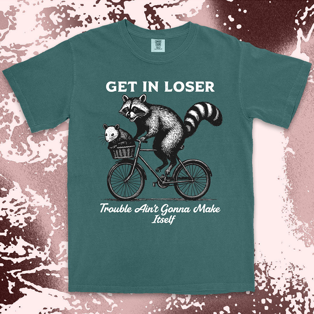 funny raccoon and possum shirt get in loser trouble aint gonna make itself