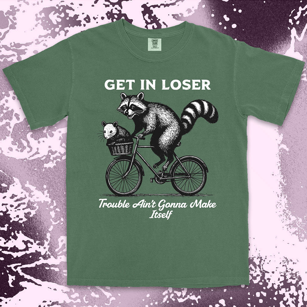 funny raccoon and possum shirt get in loser trouble aint gonna make itself