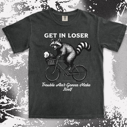 funny raccoon and possum shirt get in loser trouble aint gonna make itself