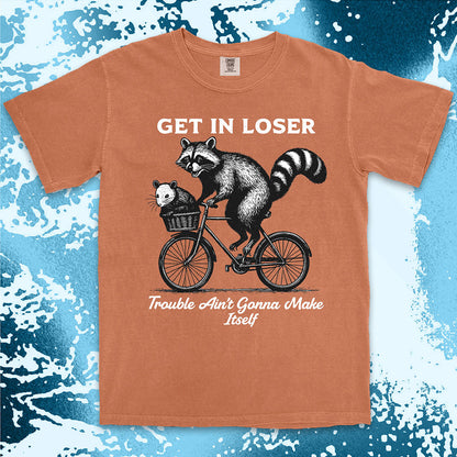funny raccoon and possum shirt get in loser trouble aint gonna make itself