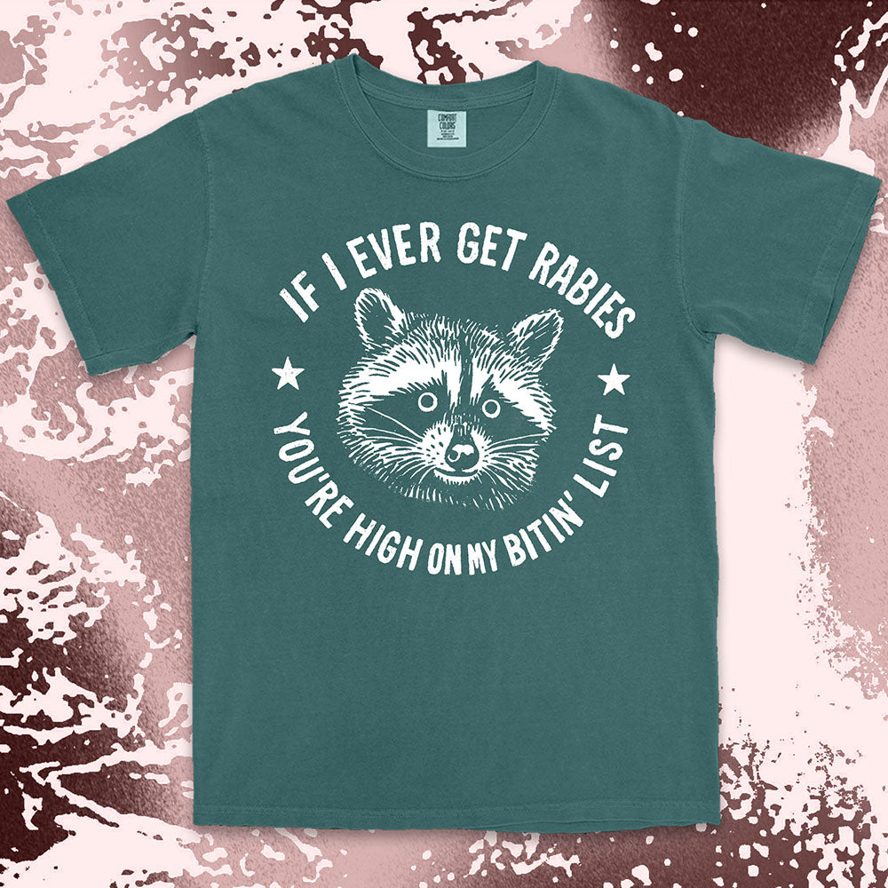 funny rabies raccoon shirt dark humor feral trash panda tee