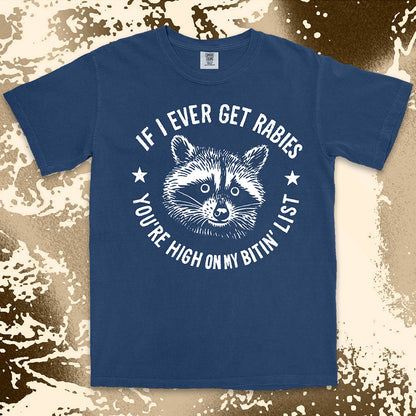 funny rabies raccoon shirt dark humor feral trash panda tee
