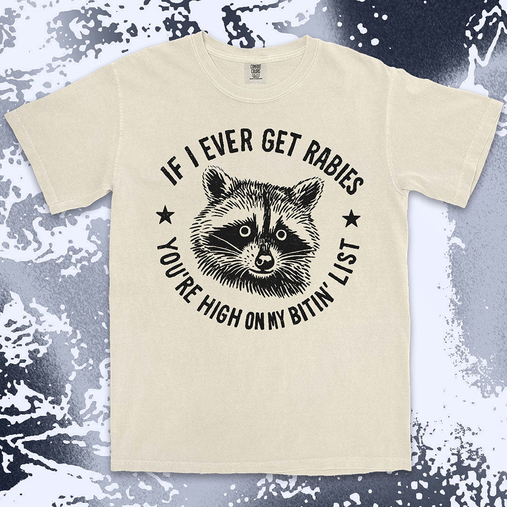 funny rabies raccoon shirt dark humor feral trash panda tee