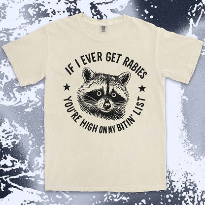 funny rabies raccoon shirt dark humor feral trash panda tee