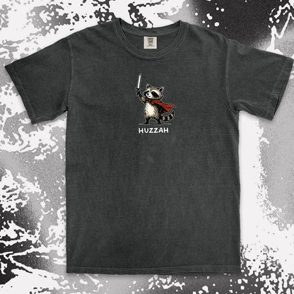 huzzah raccoon shirt funny medieval raccoon hero tee