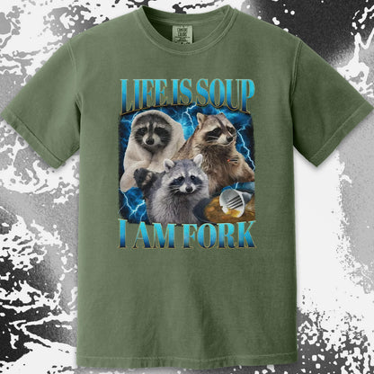 Life Is Soup I Am Fork Raccoon Shirt – Existential Meme Tee