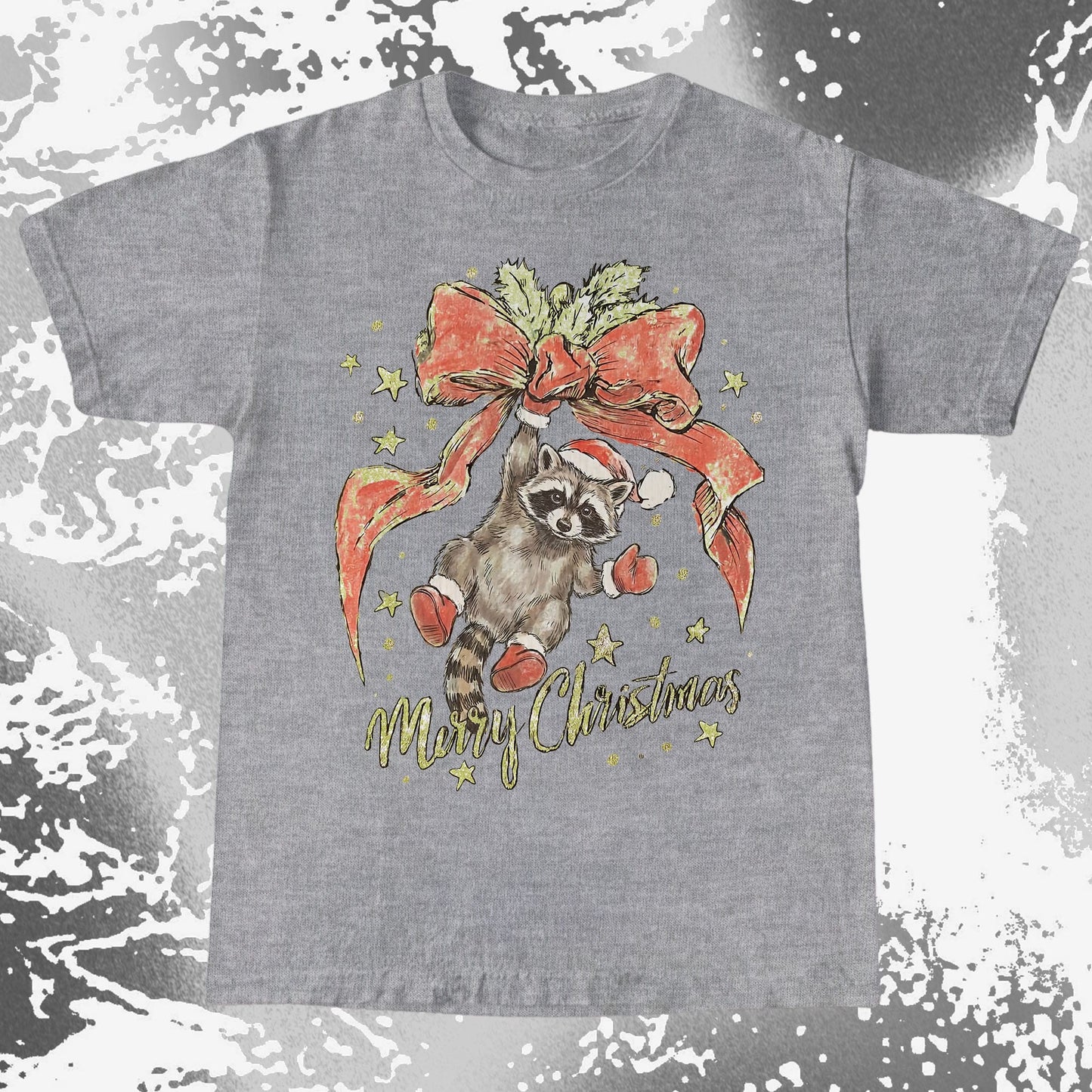Merry Christmas Raccoon Hanging Bow Shirt