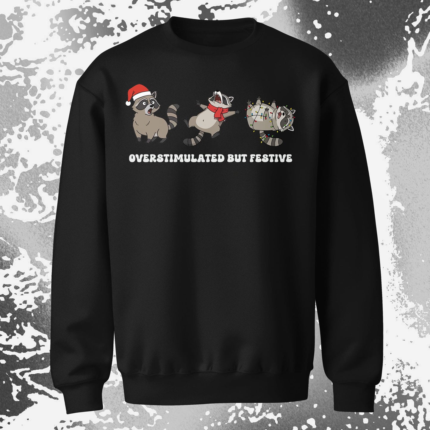 Overstimulated But Festive Raccoon Christmas