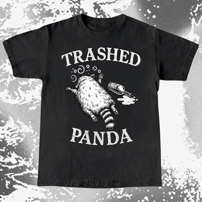 Trashed Panda Vintage Raccoon Humor Tee - Drunk Raccoon