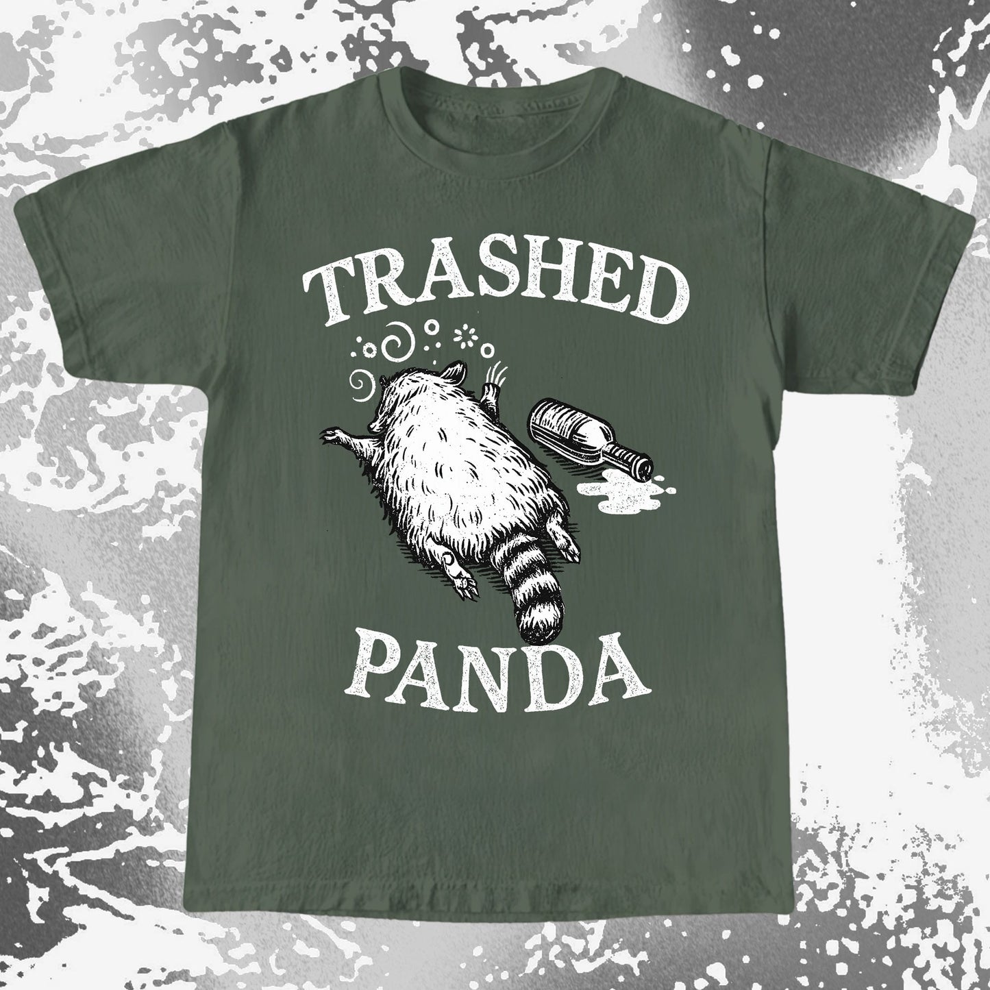 Trashed Panda Vintage Raccoon Humor Tee - Drunk Raccoon