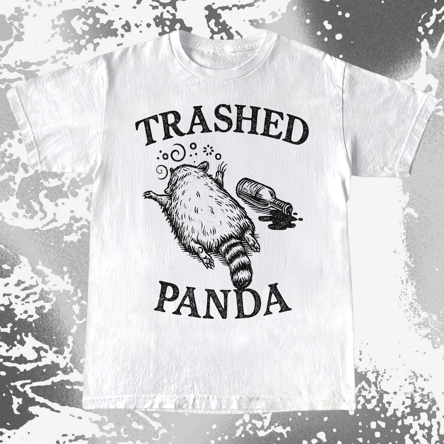 Trashed Panda Vintage Raccoon Humor Tee - Drunk Raccoon