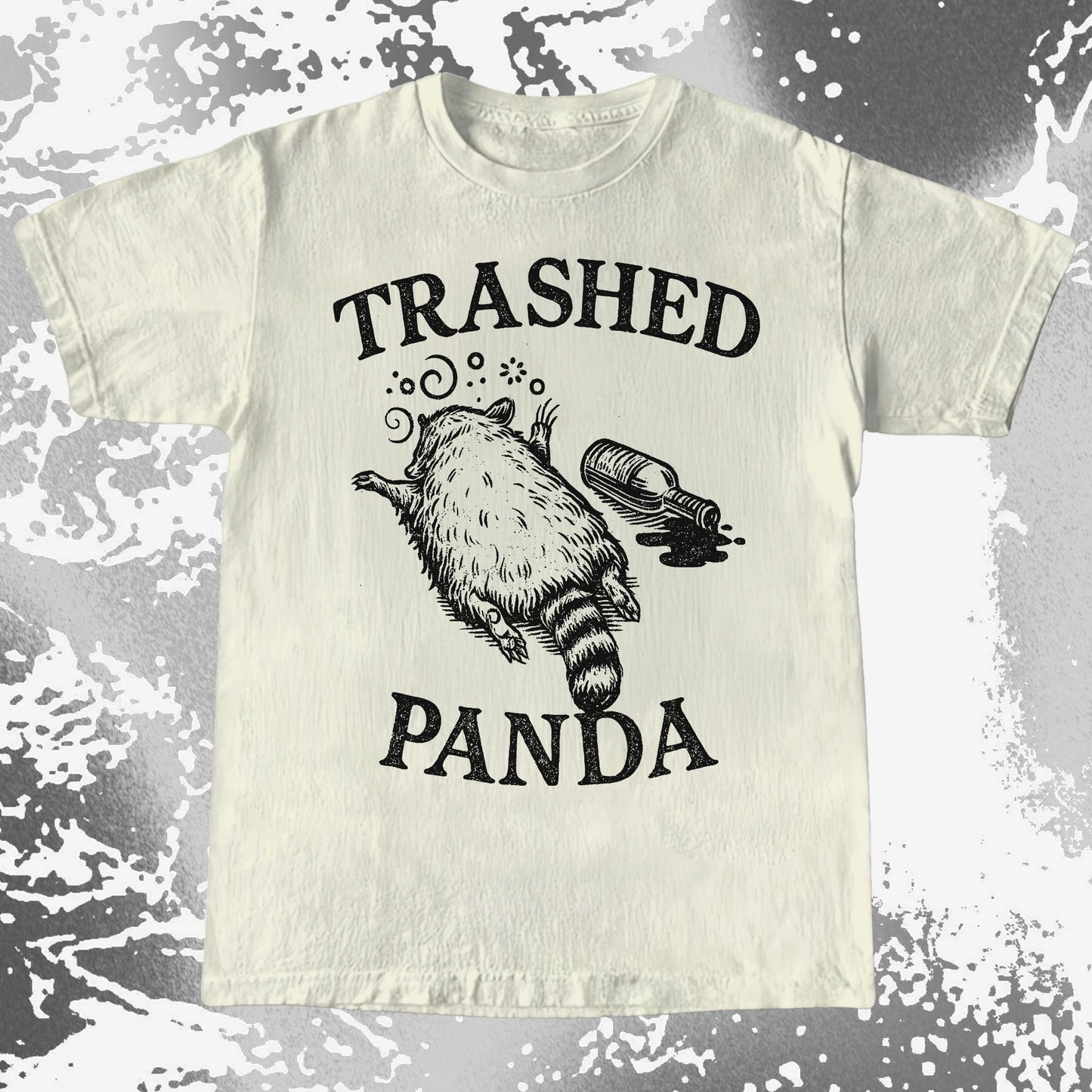 Trashed Panda Vintage Raccoon Humor Tee - Drunk Raccoon