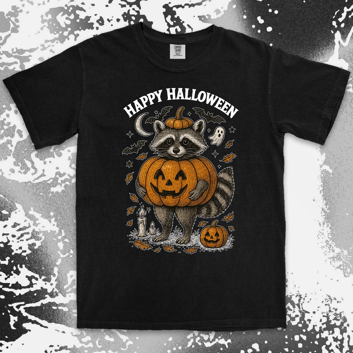 pumpkin raccoon halloween shirt cute spooky jack o lantern tee