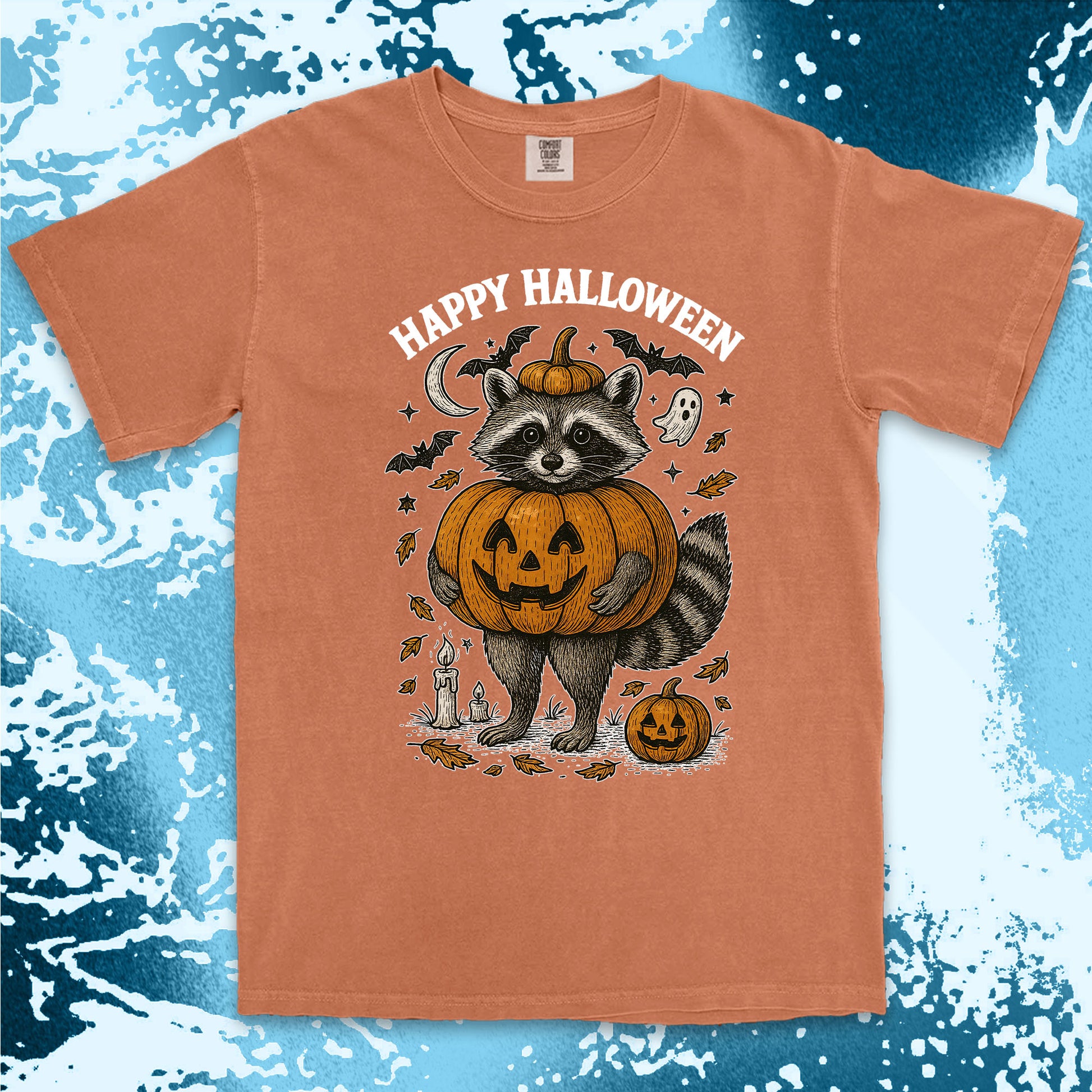 pumpkin raccoon halloween shirt cute spooky jack o lantern tee