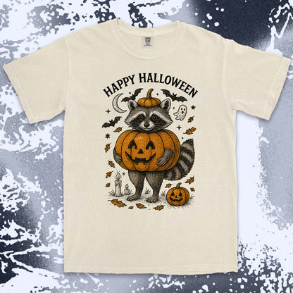pumpkin raccoon halloween shirt cute spooky jack o lantern tee