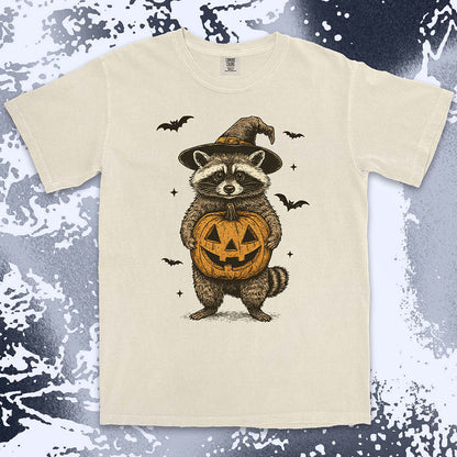 witch raccoon pumpkin halloween shirt cute spooky trash panda tee