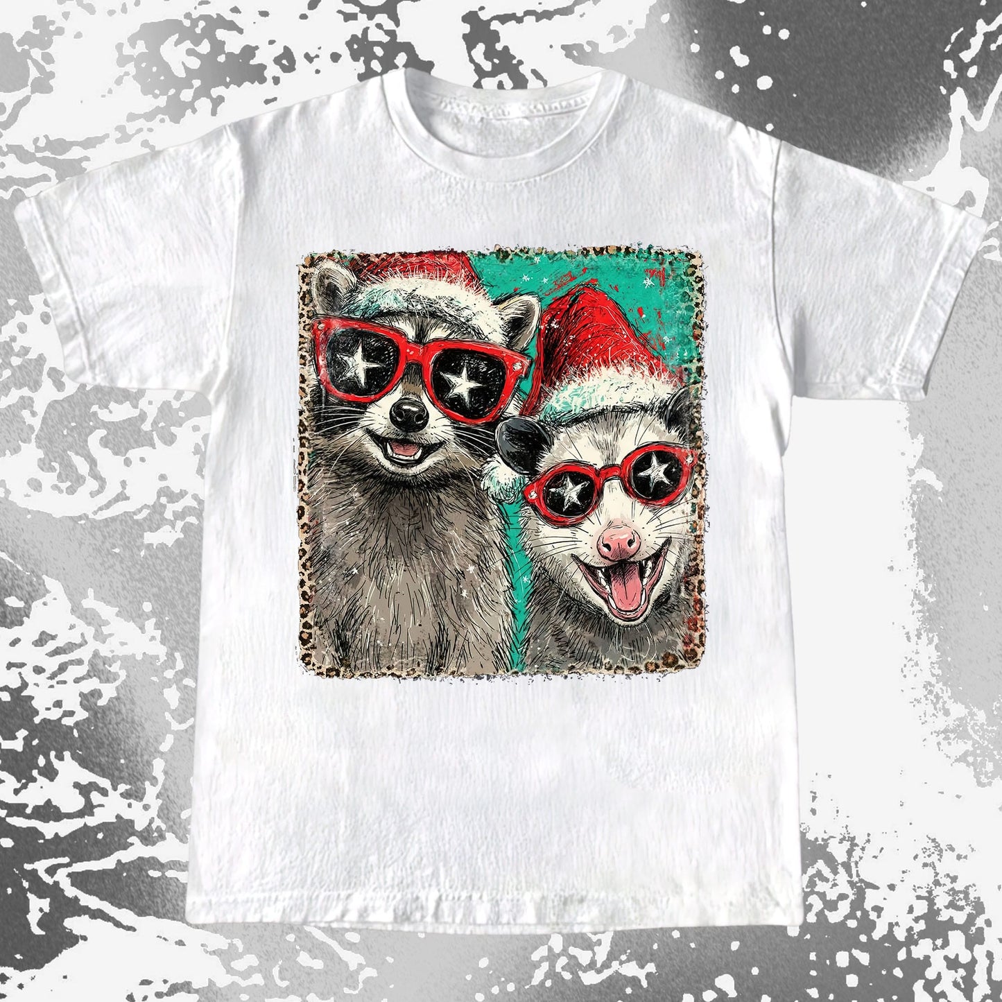 Raccoon and Opossum Christmas Friends Retro Shirt