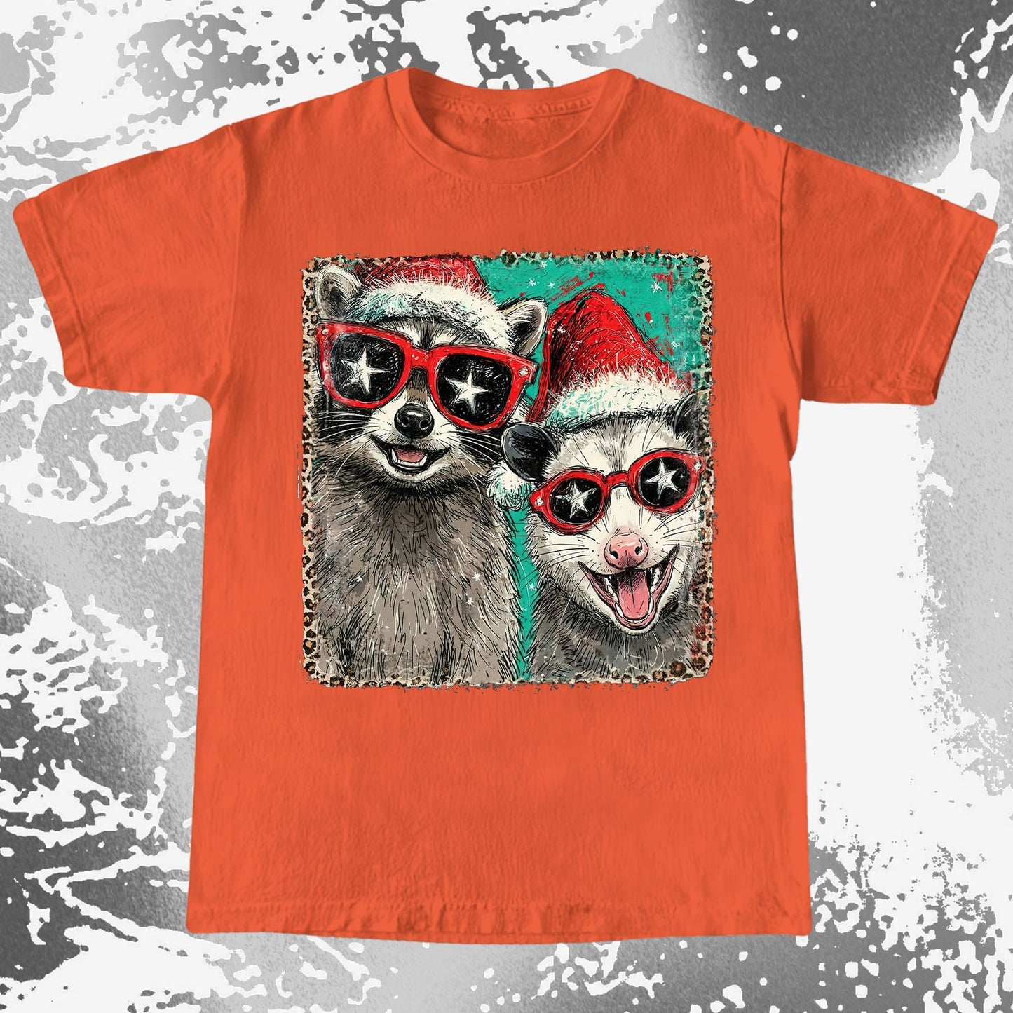 Raccoon and Opossum Christmas Friends Retro Shirt