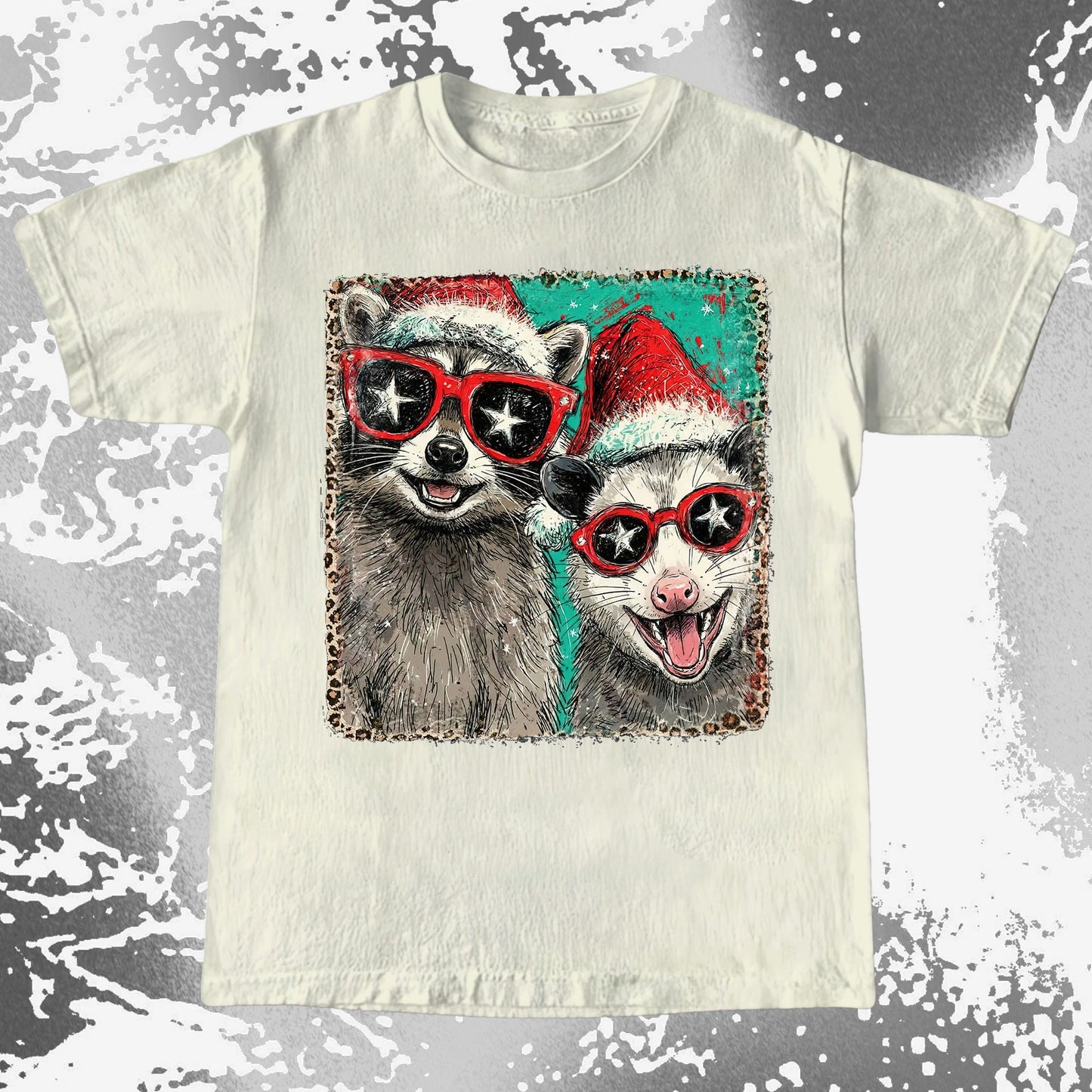 Raccoon and Opossum Christmas Friends Retro Shirt