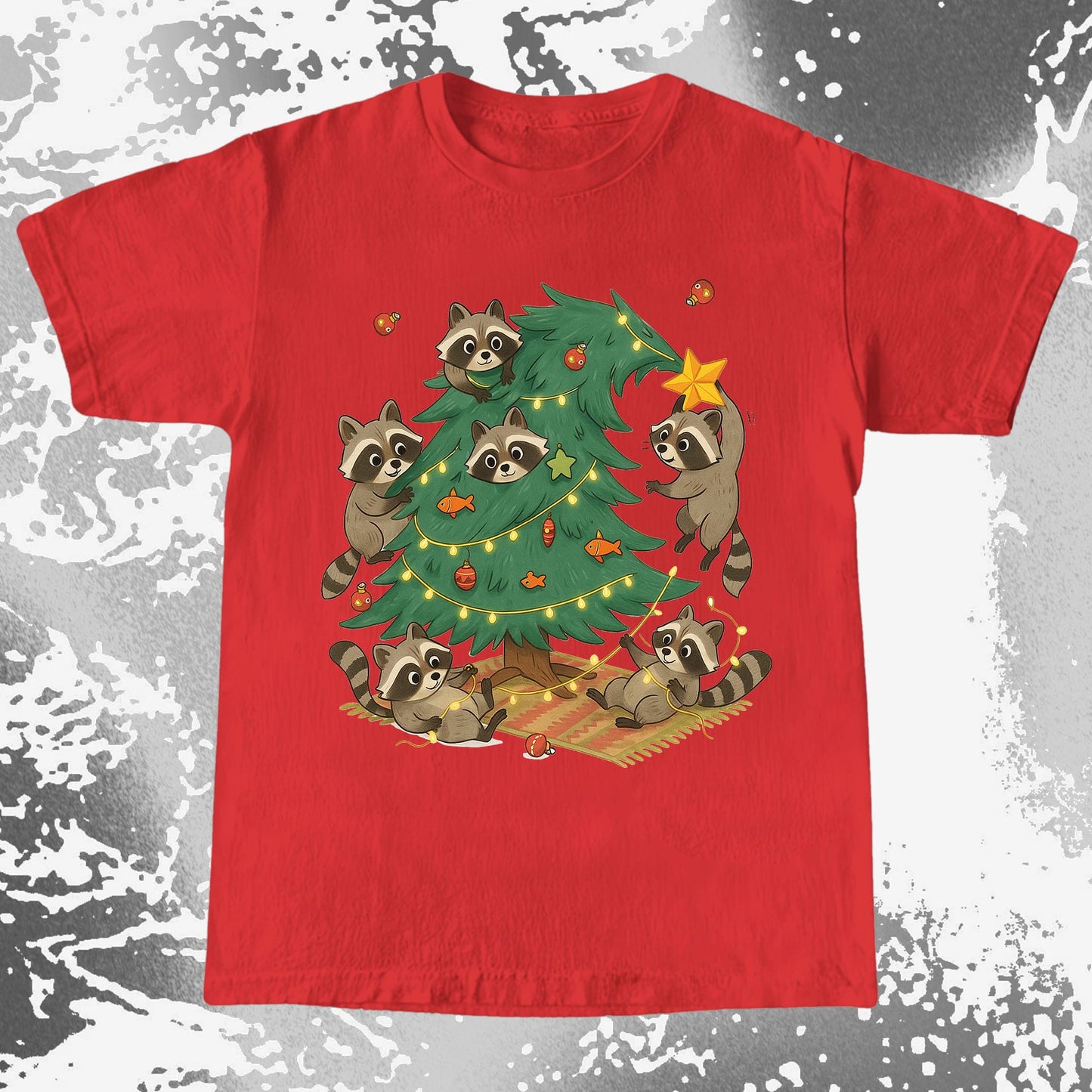 Raccoon Christmas Tree Chaos Holiday