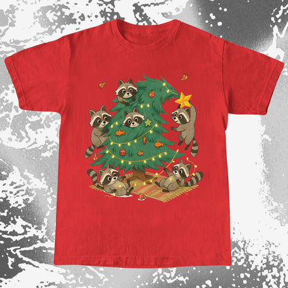Raccoon Christmas Tree Chaos Holiday