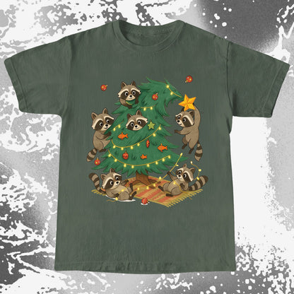 Raccoon Christmas Tree Chaos Holiday