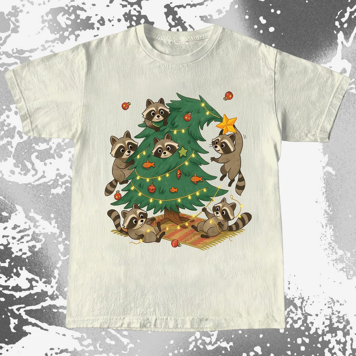 Raccoon Christmas Tree Chaos Holiday