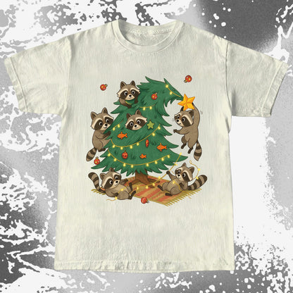Raccoon Christmas Tree Chaos Holiday
