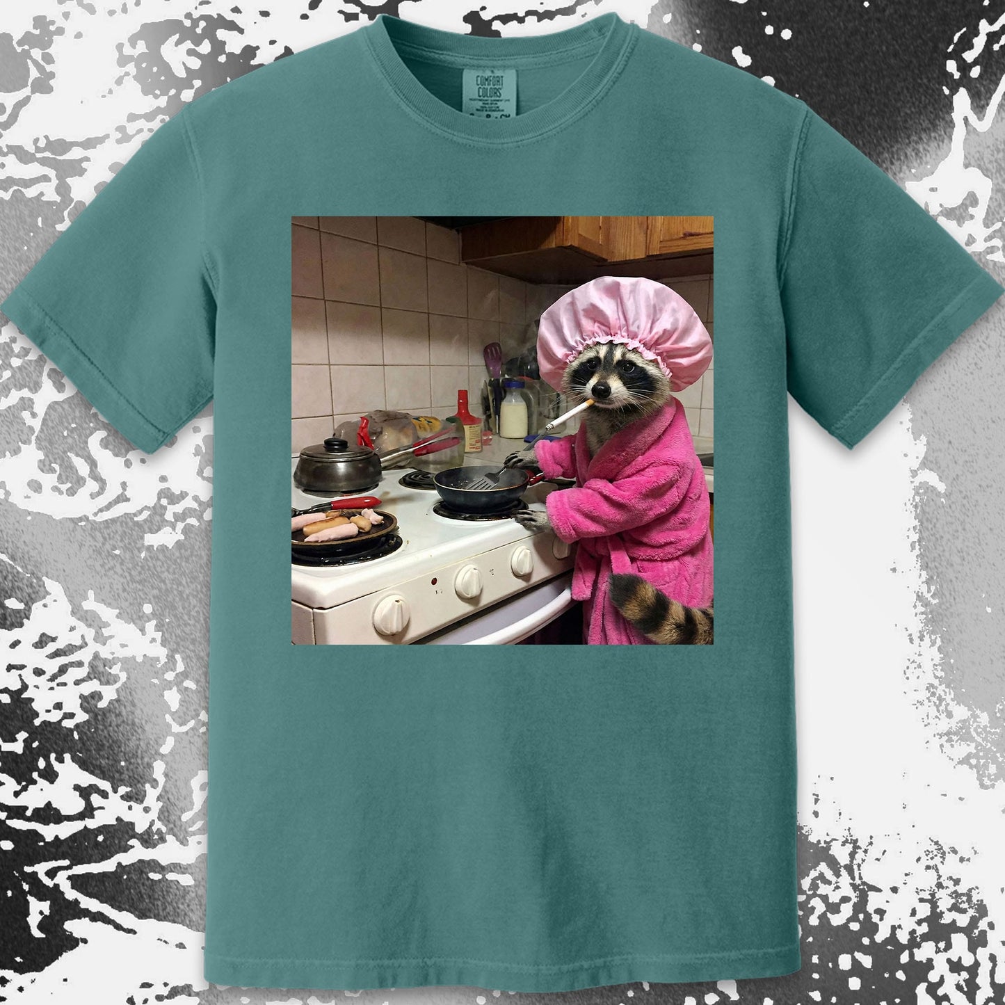 Tired Raccoon T-Shirt – Cooking While Completely Done