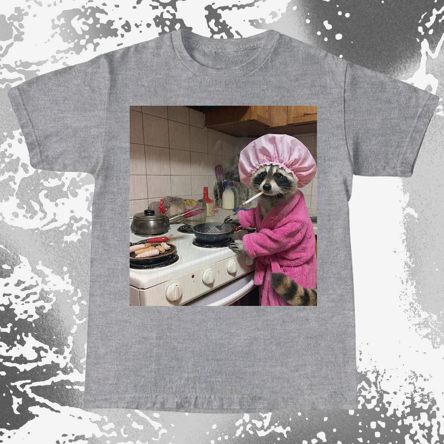 Tired Raccoon T-Shirt – Cooking While Completely Done