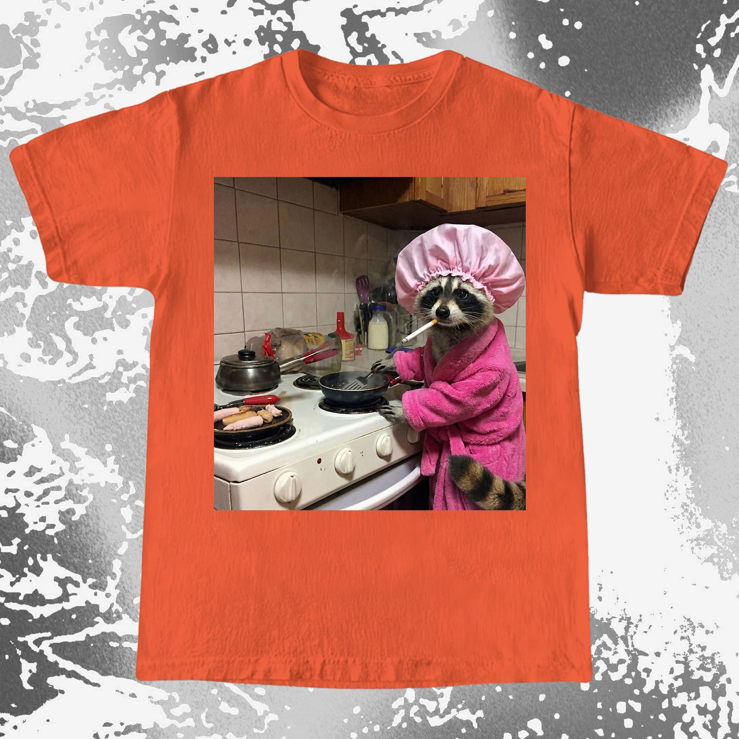 Tired Raccoon T-Shirt – Cooking While Completely Done