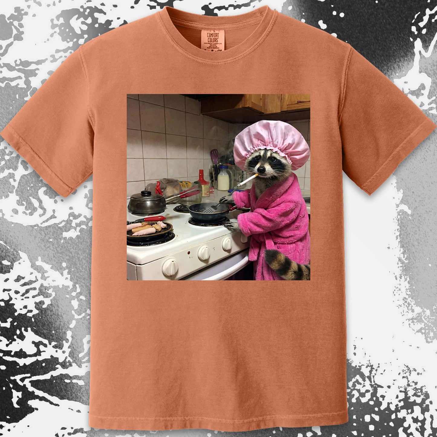 Tired Raccoon T-Shirt – Cooking While Completely Done