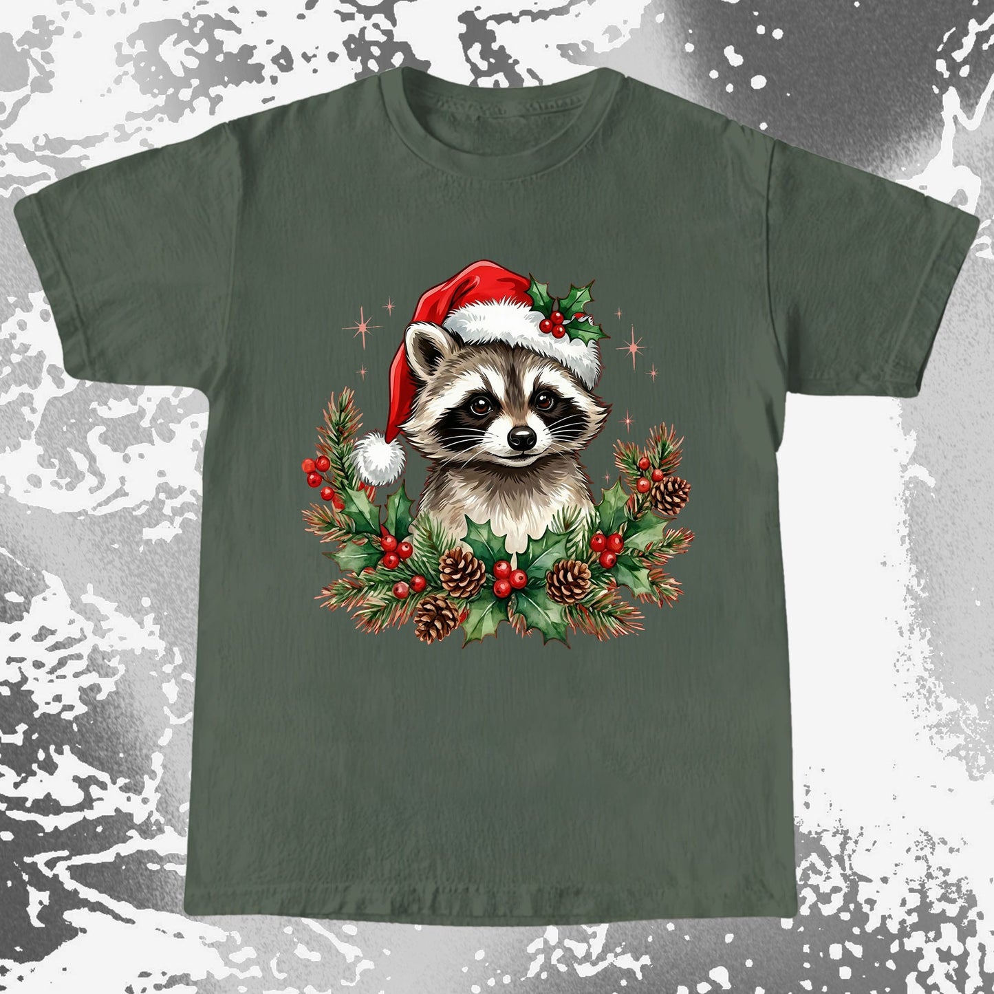 Cute Christmas Raccoon Wreath