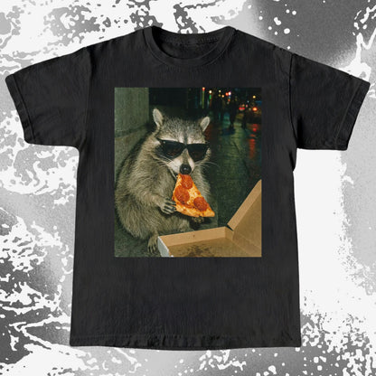 Cool Raccoon Eating Pizza