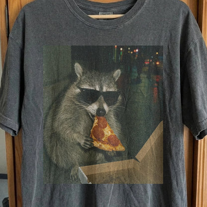 Cool Raccoon Eating Pizza