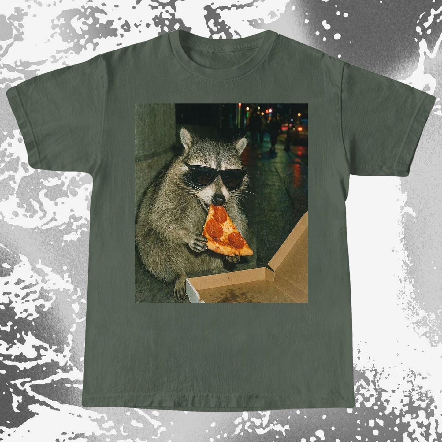 Cool Raccoon Eating Pizza
