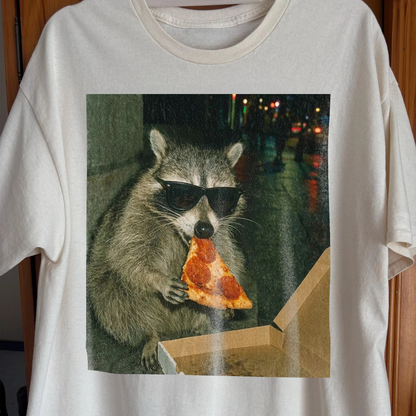 Cool Raccoon Eating Pizza