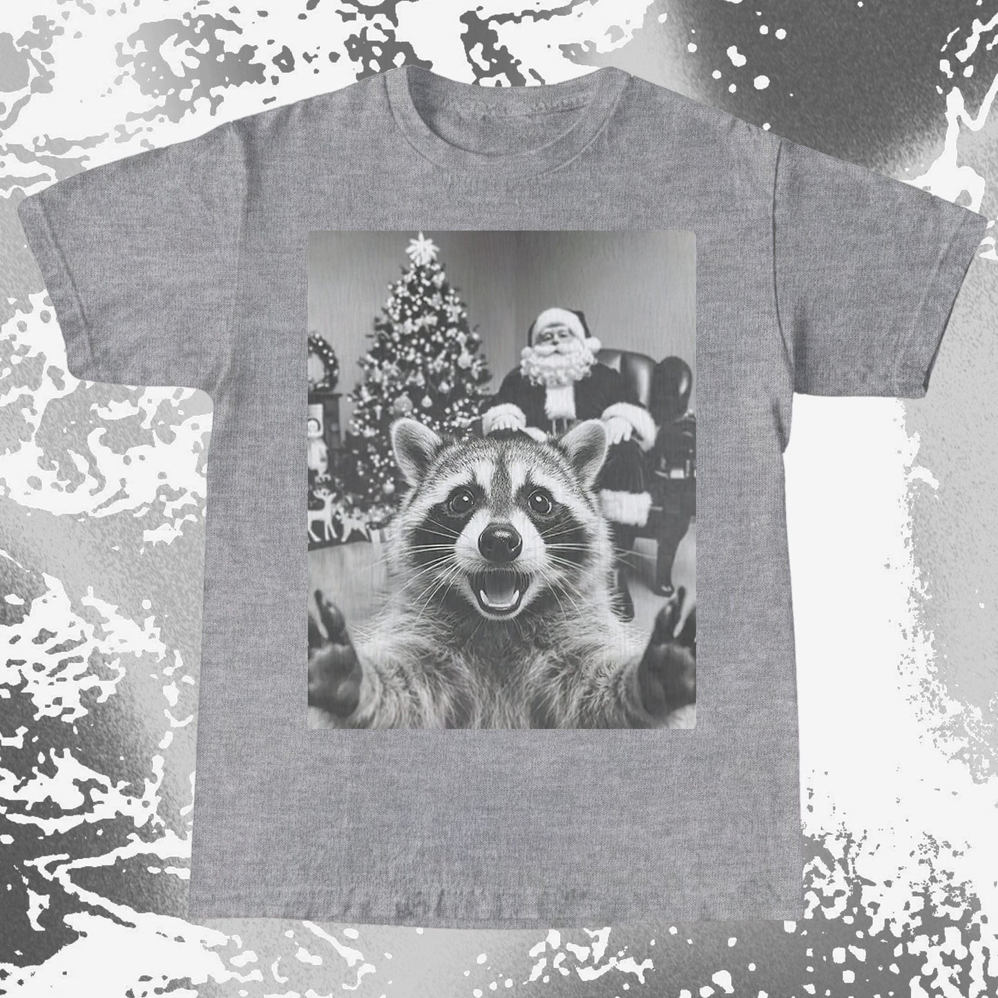 Raccoon Christmas Selfie With Santa Shirt
