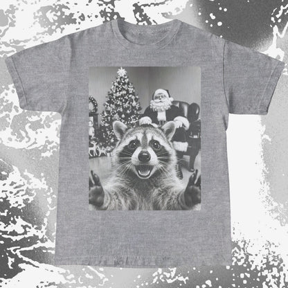 Raccoon Christmas Selfie With Santa Shirt