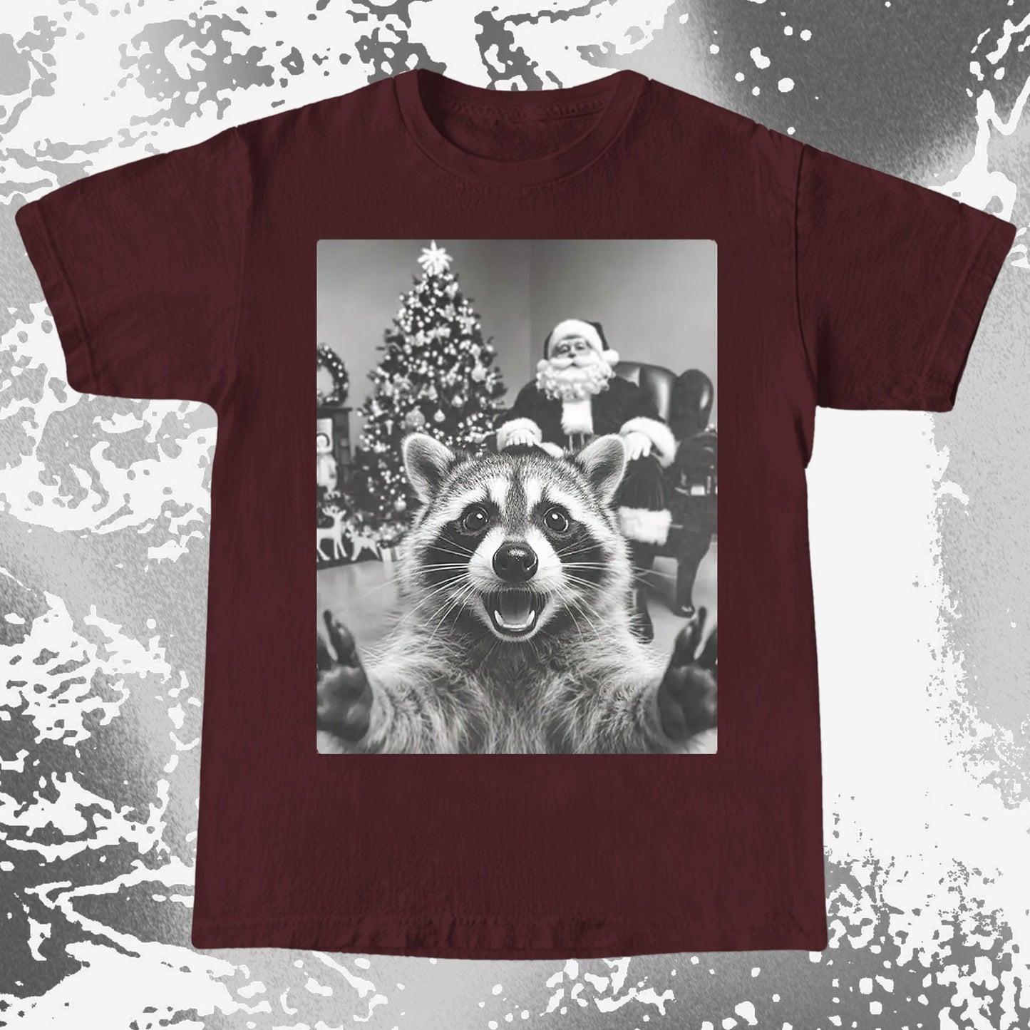 Raccoon Christmas Selfie With Santa Shirt