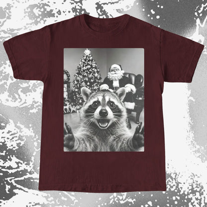 Raccoon Christmas Selfie With Santa Shirt