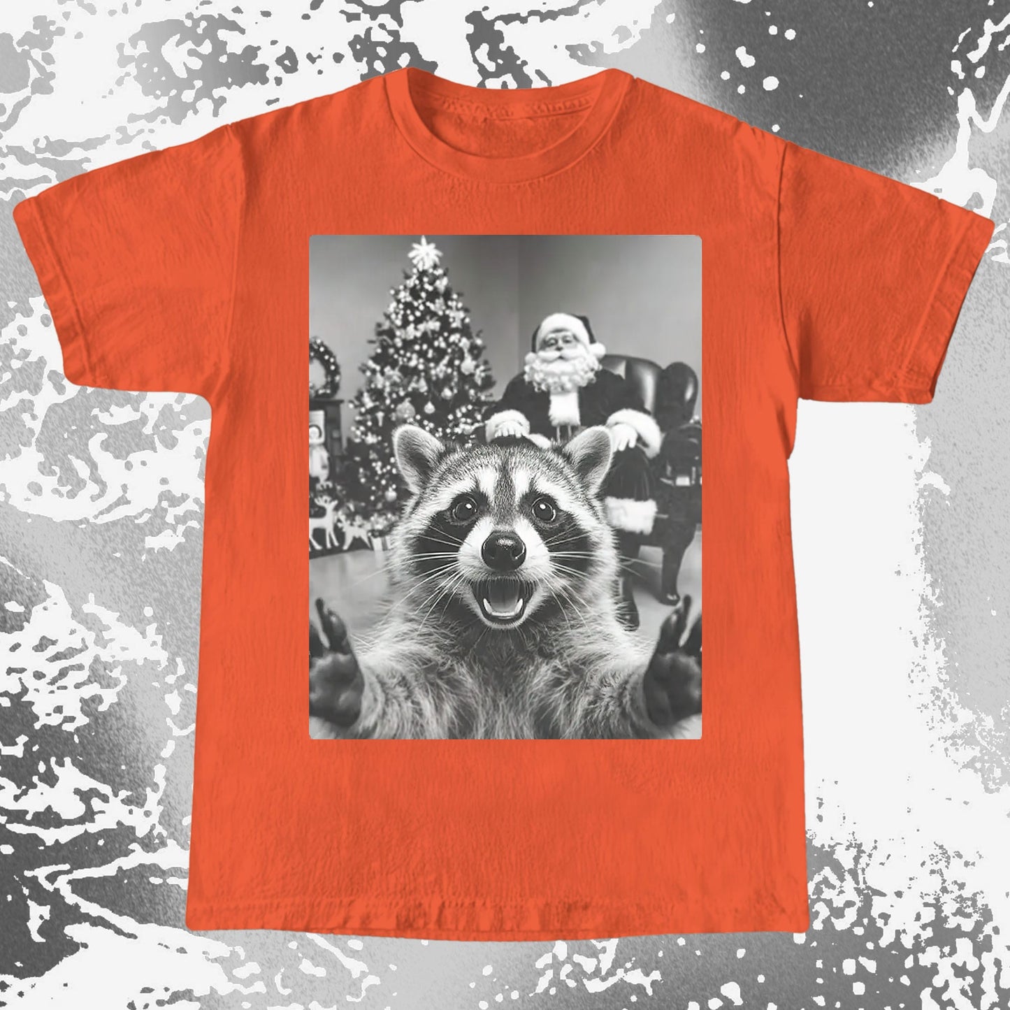 Raccoon Christmas Selfie With Santa Shirt