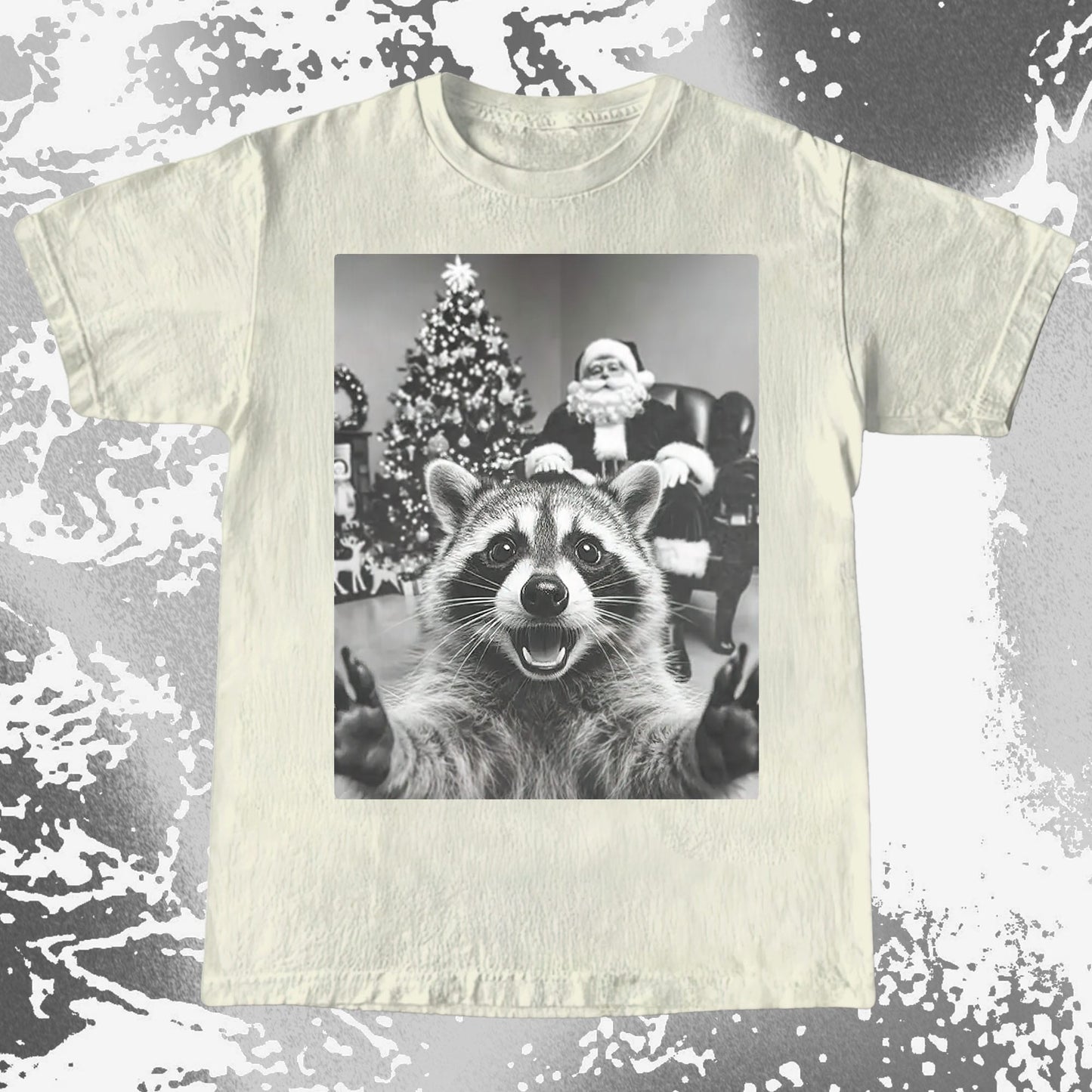 Raccoon Christmas Selfie With Santa Shirt