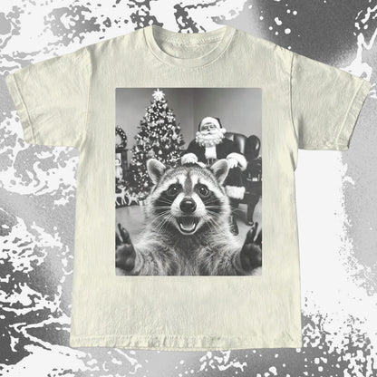Raccoon Christmas Selfie With Santa Shirt