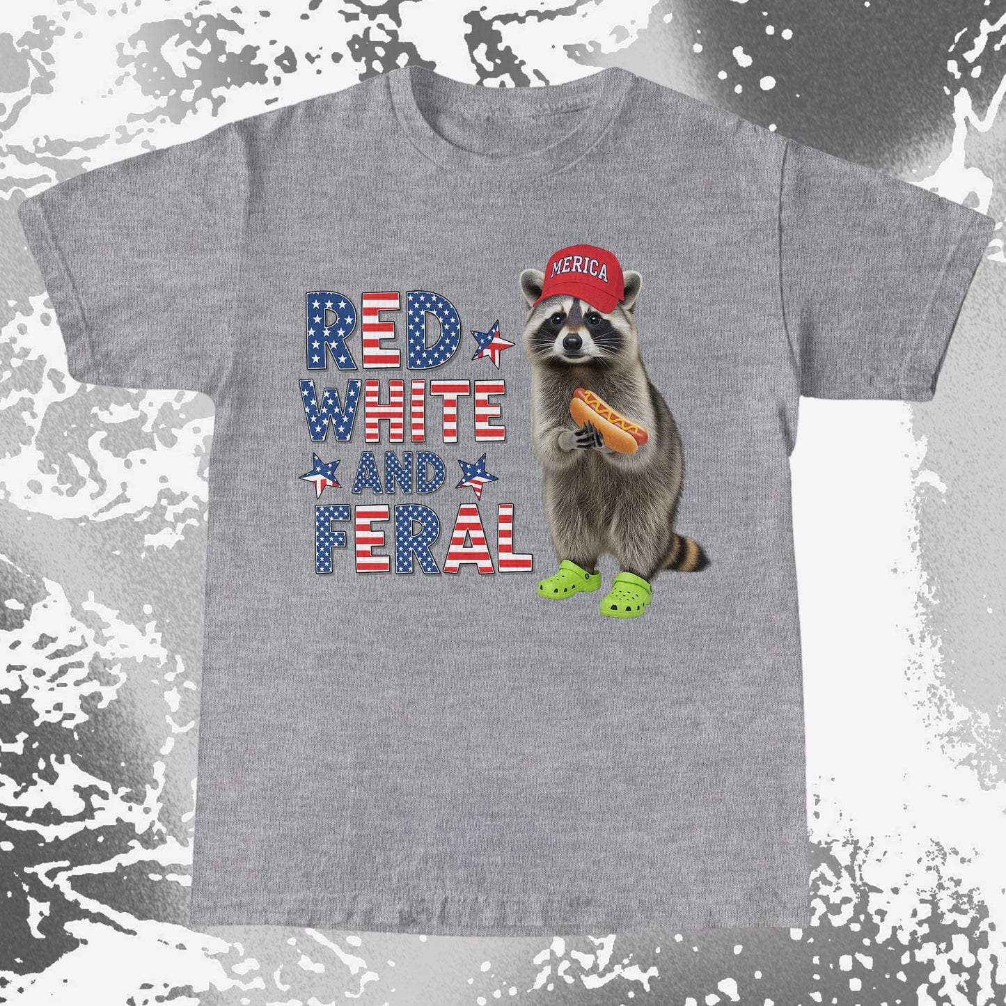 Red White and Feral Raccoon Shirt, Patriotic Chaos Humor Tee