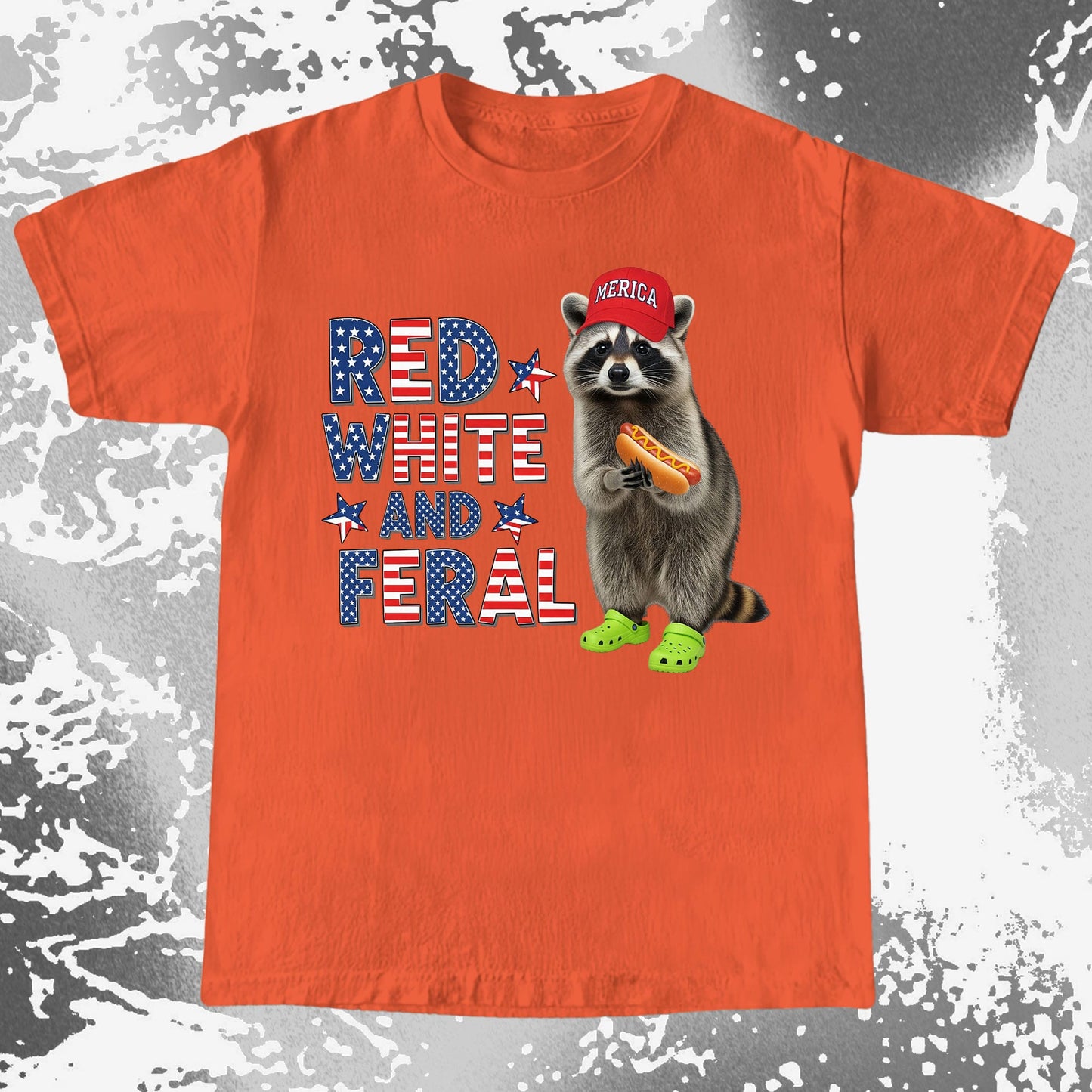 Red White and Feral Raccoon Shirt, Patriotic Chaos Humor Tee