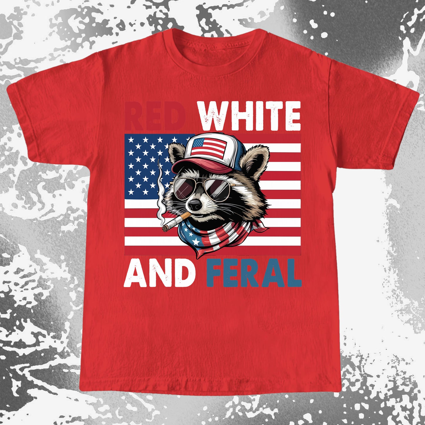 Red White and Feral Raccoon Shirt, Patriotic Rebel Aesthetic